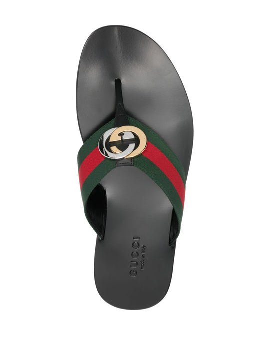 Gucci Web stripe-embellished flip flops