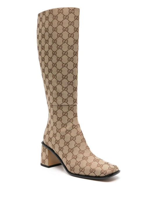 Gucci GG Supreme-canvas knee-high boots