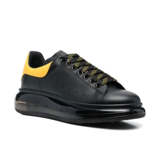 Alexander McQueen Men's Leather Sneakers / Black Yellow